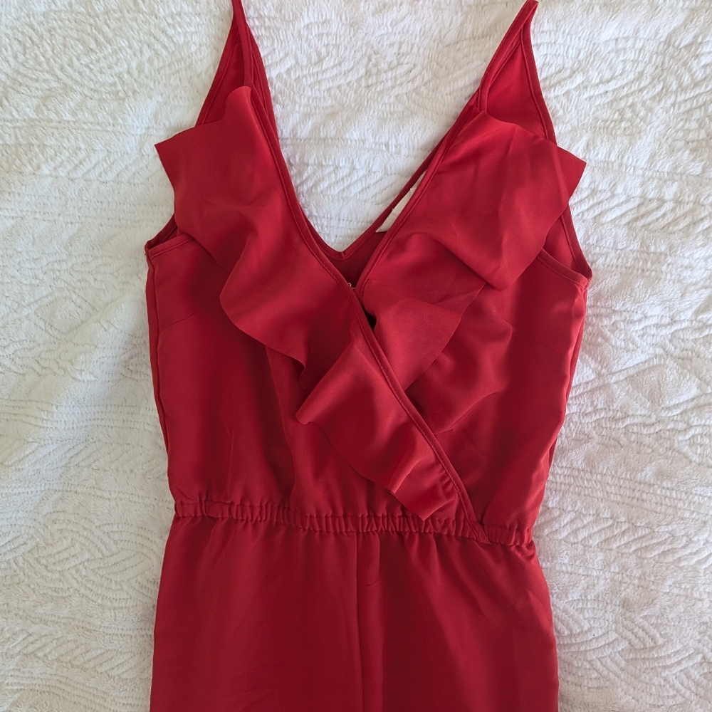 Red Ruffled Sleeveless Jumpsuit